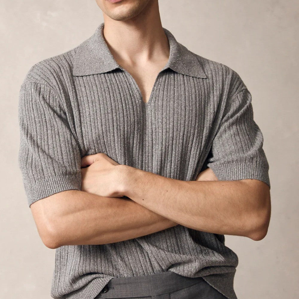 Men's Polo Shirt with Soft-Touch Fabric – Sleek V-Neck Design 3