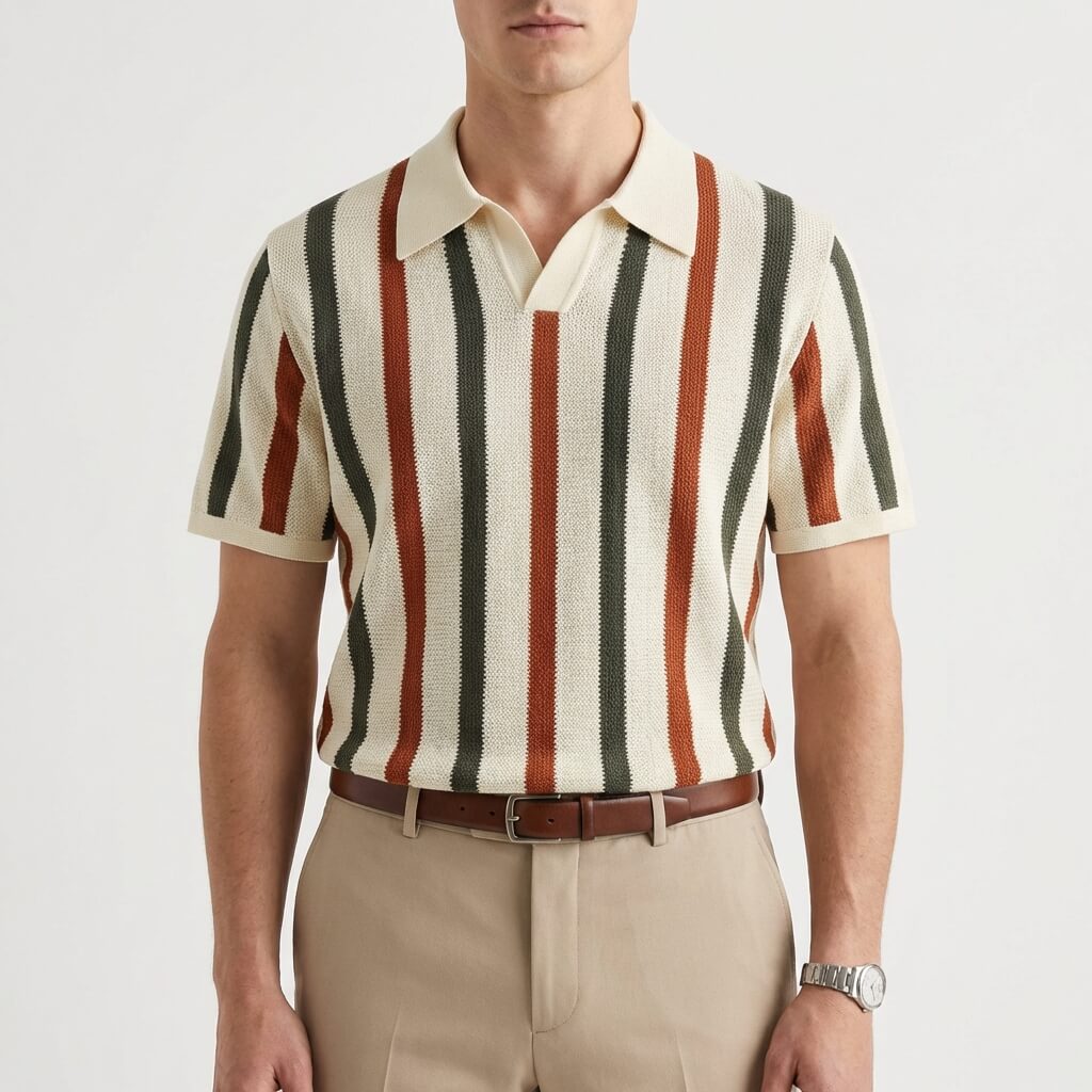 Men's Polo Shirt with Vintage Weave Fabric – Relaxed Fit 2