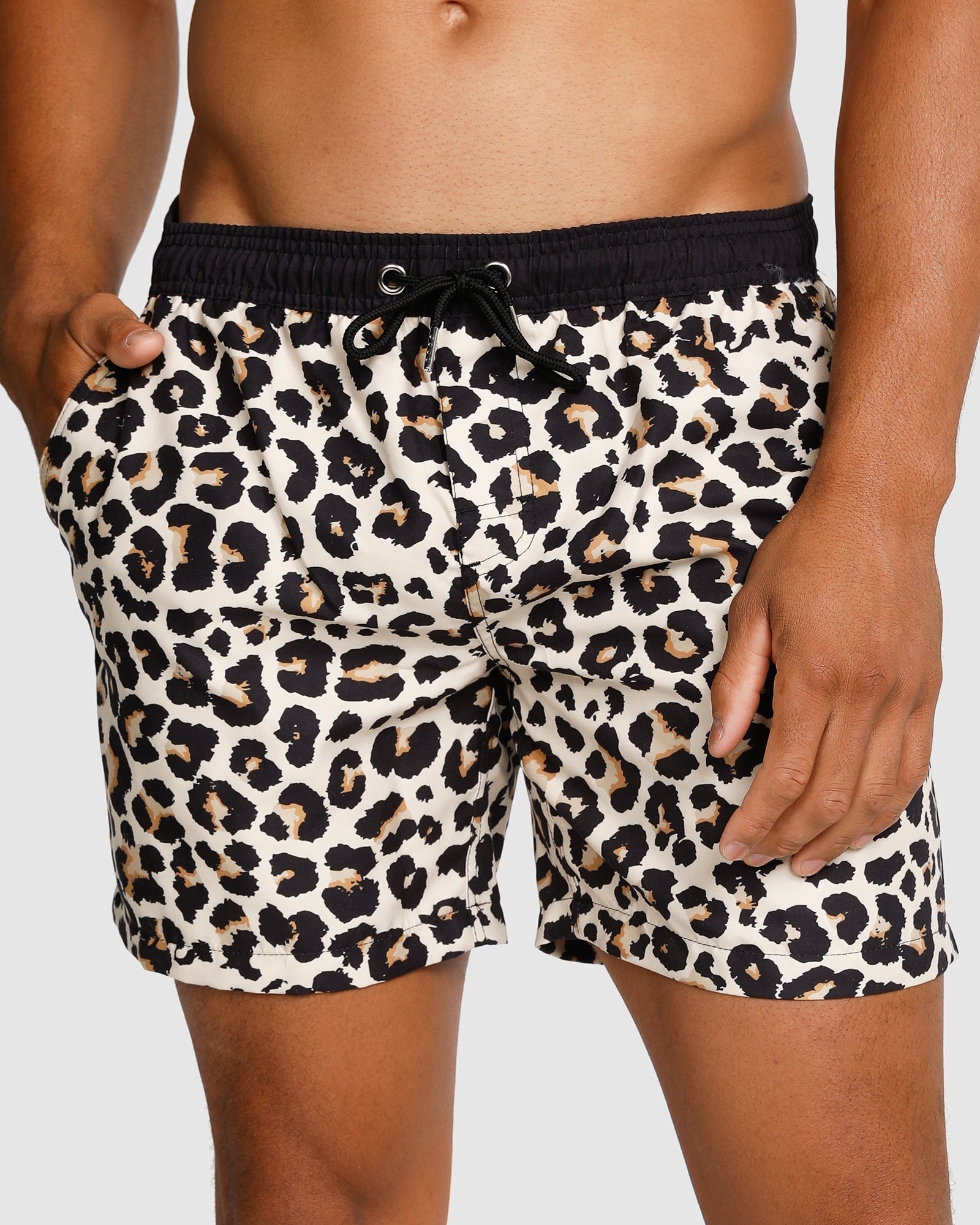 Men's Swim Shorts with Quick-Drying Fabric – Stylish Leopard 0
