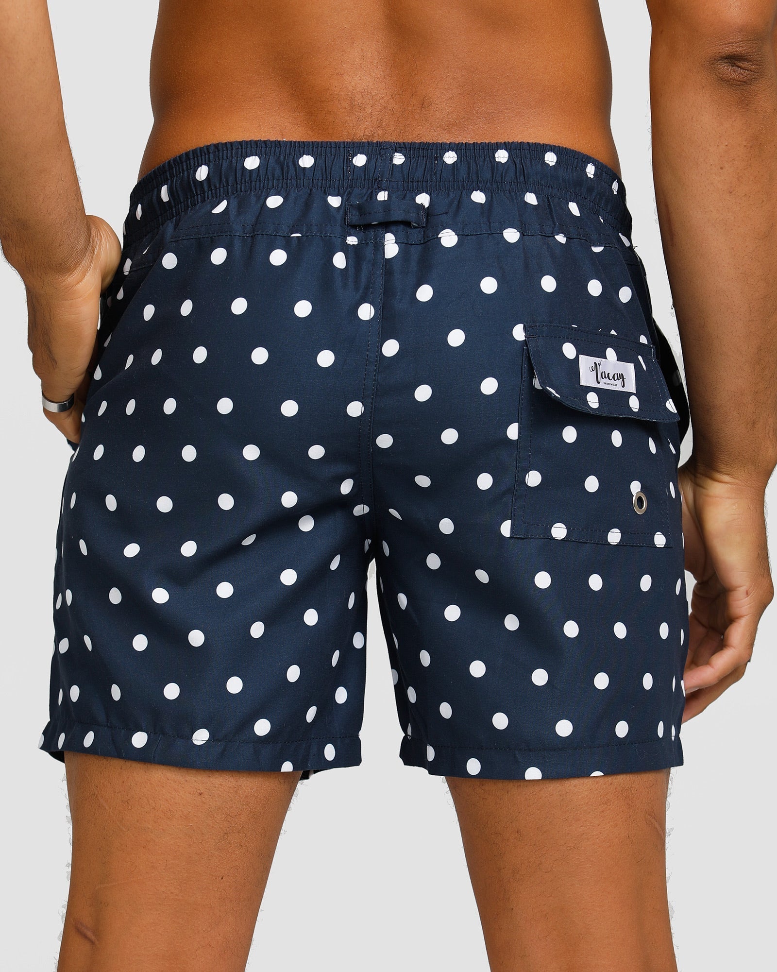 Men's Swim Shorts with Quick-Drying Fabric – Stylish Navy Polka 3