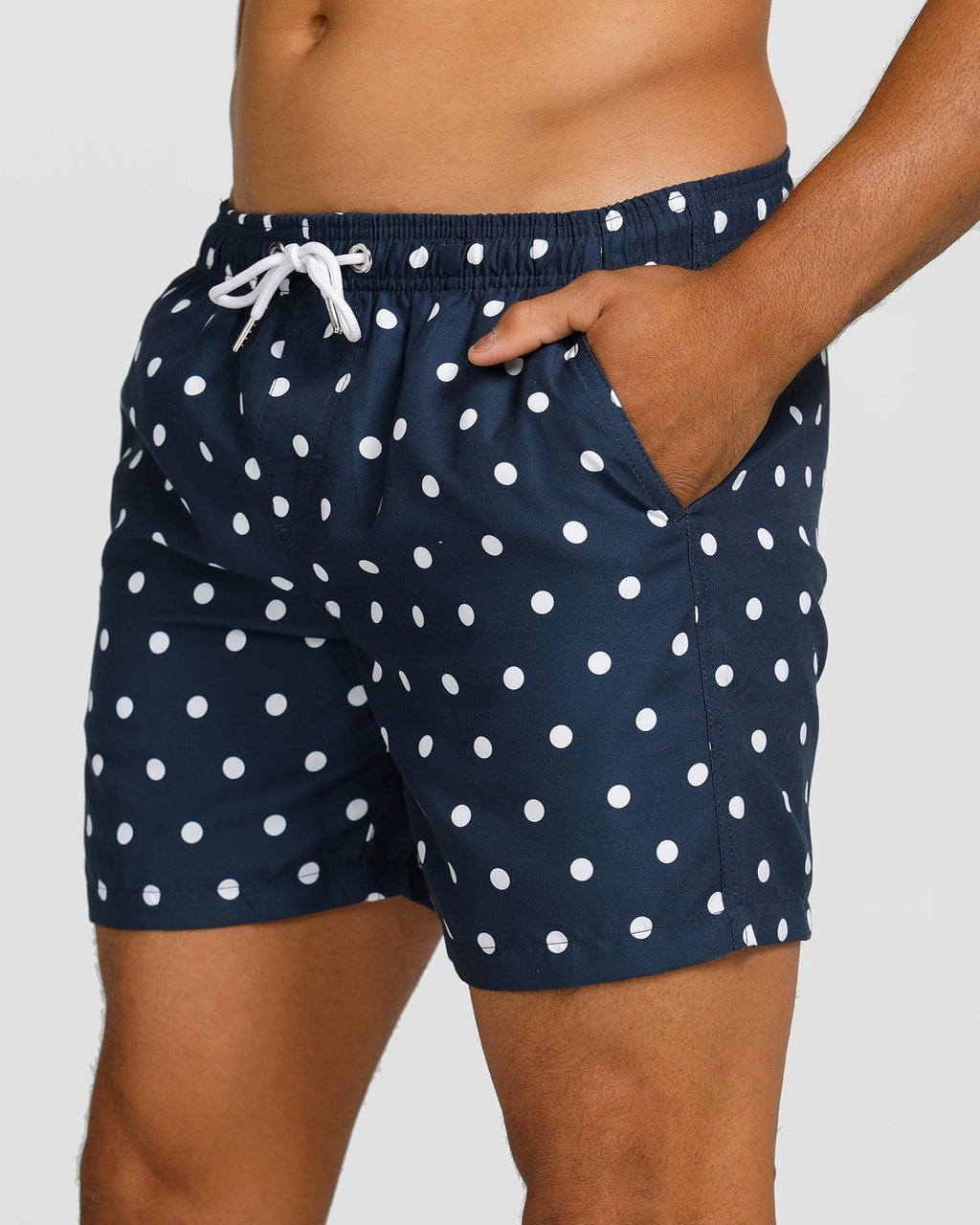 Men's Swim Shorts with Quick-Drying Fabric – Stylish Navy Polka 4