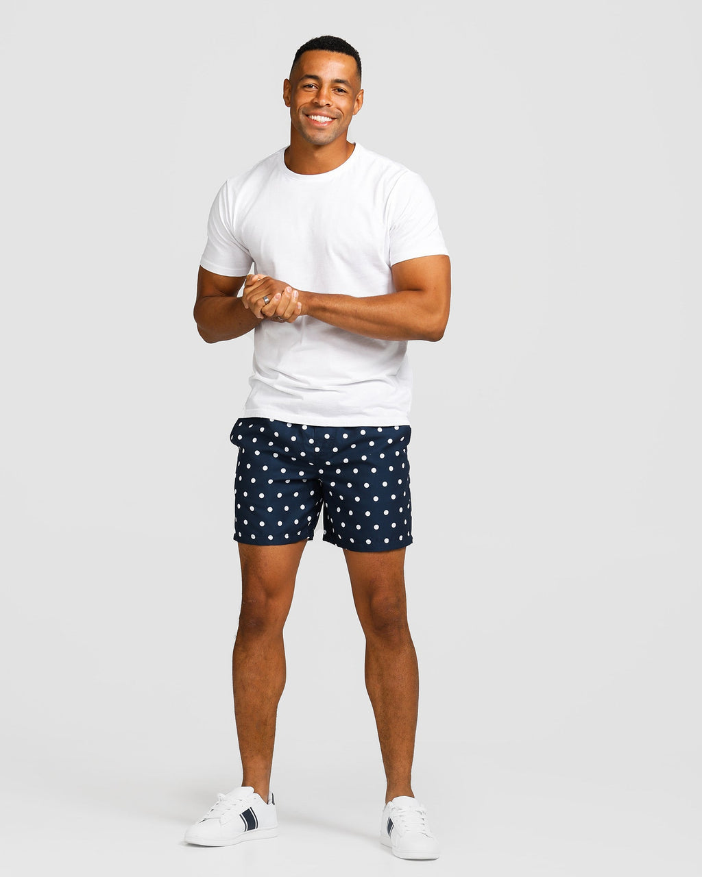 Men's Swim Shorts with Quick-Drying Fabric – Stylish Navy Polka 5