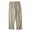 Men's White Linen Pants with Adjustable Waist – Breathable Fabric 0
