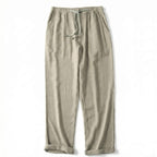 Men's White Linen Pants with Adjustable Waist – Breathable Fabric 0
