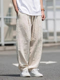 Mens Linen Pants Oversized Wide Leg Design With Adjustable 0