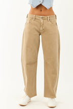 Mid Rise Barrel Jeans – Raw Hem Design with Roomy Fit 1