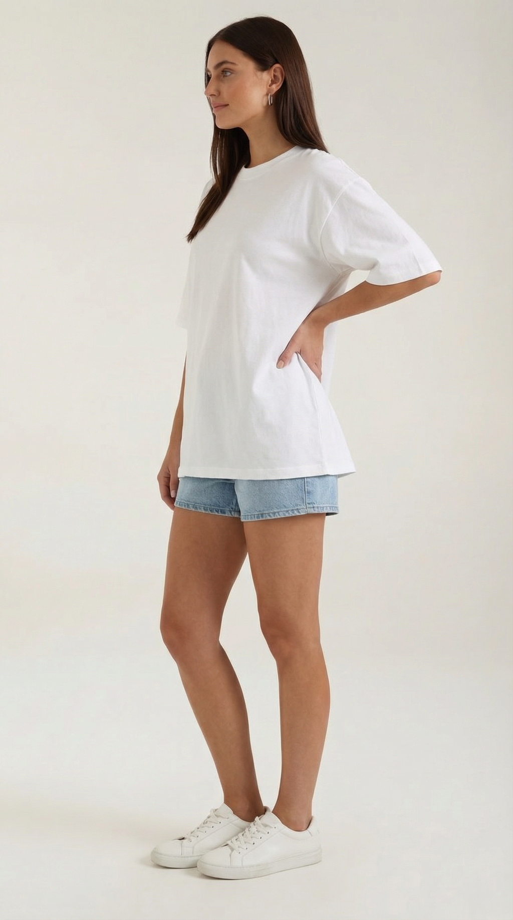 Oriana Oversized T-Shirt — Women’s Heavyweight Relaxed Fit Cropped Sleeve Minimal Luxury Casual Tee 1