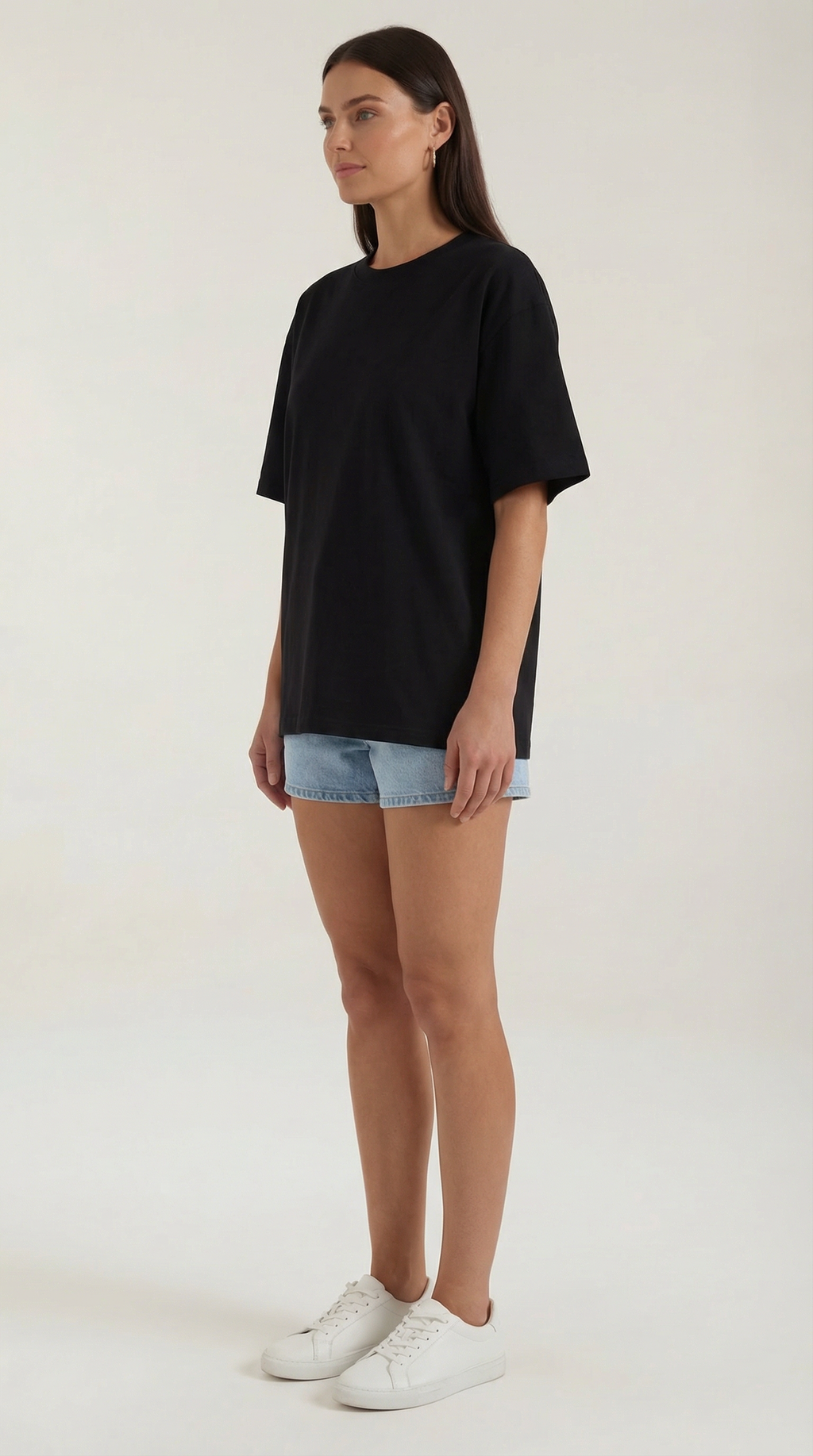 Oriana Oversized T-Shirt — Women’s Heavyweight Relaxed Fit Cropped Sleeve Minimal Luxury Casual Tee 6