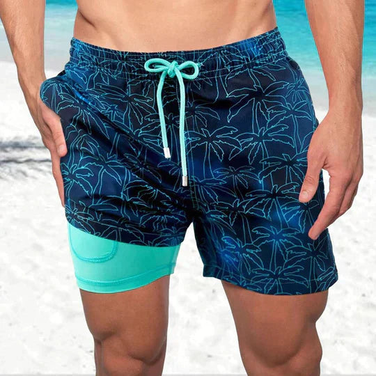 Quick-Dry Swim Shorts with Compression Liner 0