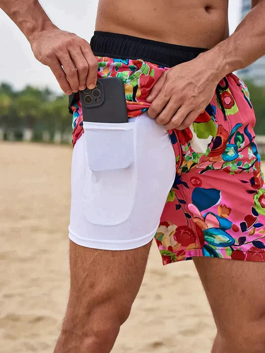 Quick-Dry Swim Shorts with Compression Liner 7