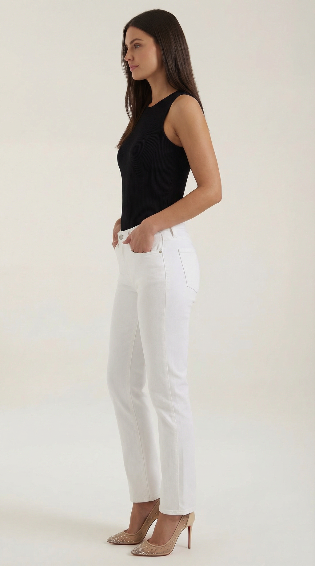 Rain Ribbed Tank Top — Women’s Fitted Stretch Sleeveless Crew Neck Basic Rib Knit Casual Everyday Top 1