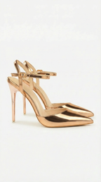 Rosa Mae | Women's Gold Heels with Adjustable Ankle Strap | Elegant Pumps for All-Day Comfort 0