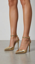Rosa Mae | Women's Gold Heels with Adjustable Ankle Strap | Elegant Pumps for All-Day Comfort 5