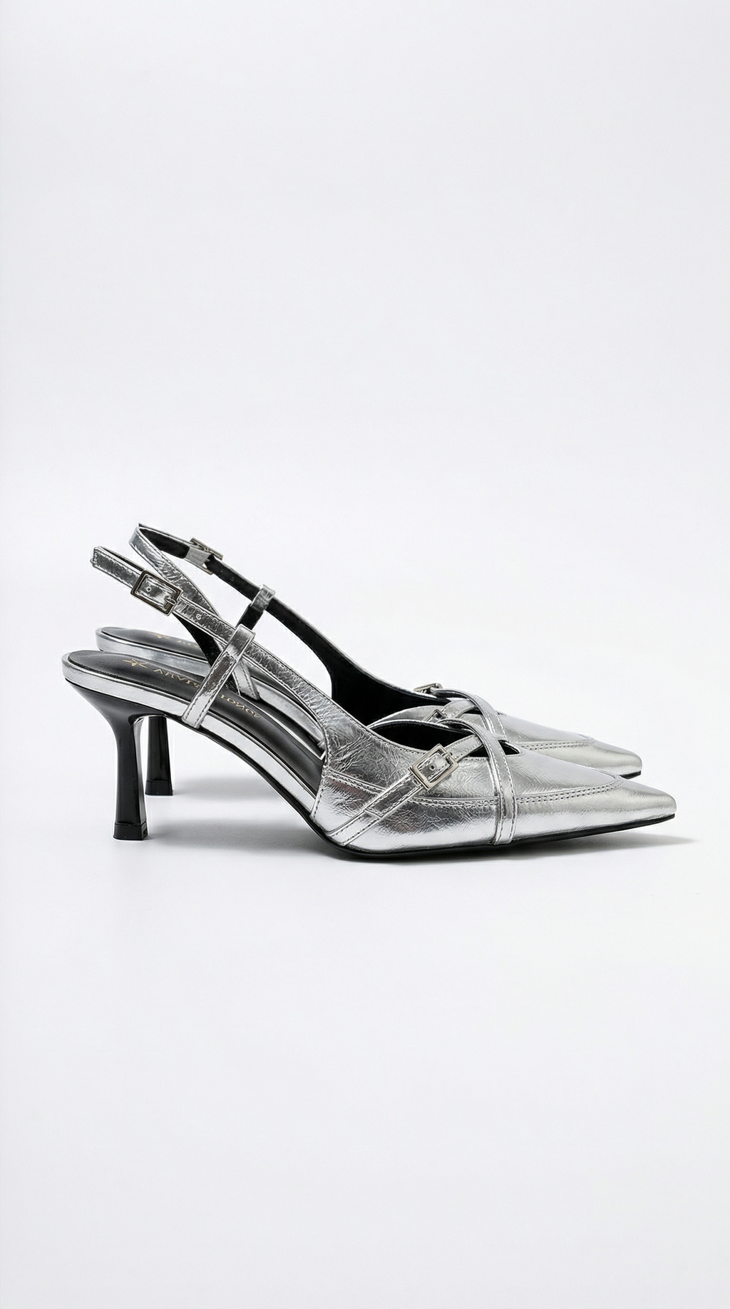 Samantha Collection | Women's Silver Heels with Pointed Toe Design | Chic Slingback Courts for Effortless Elegance 0