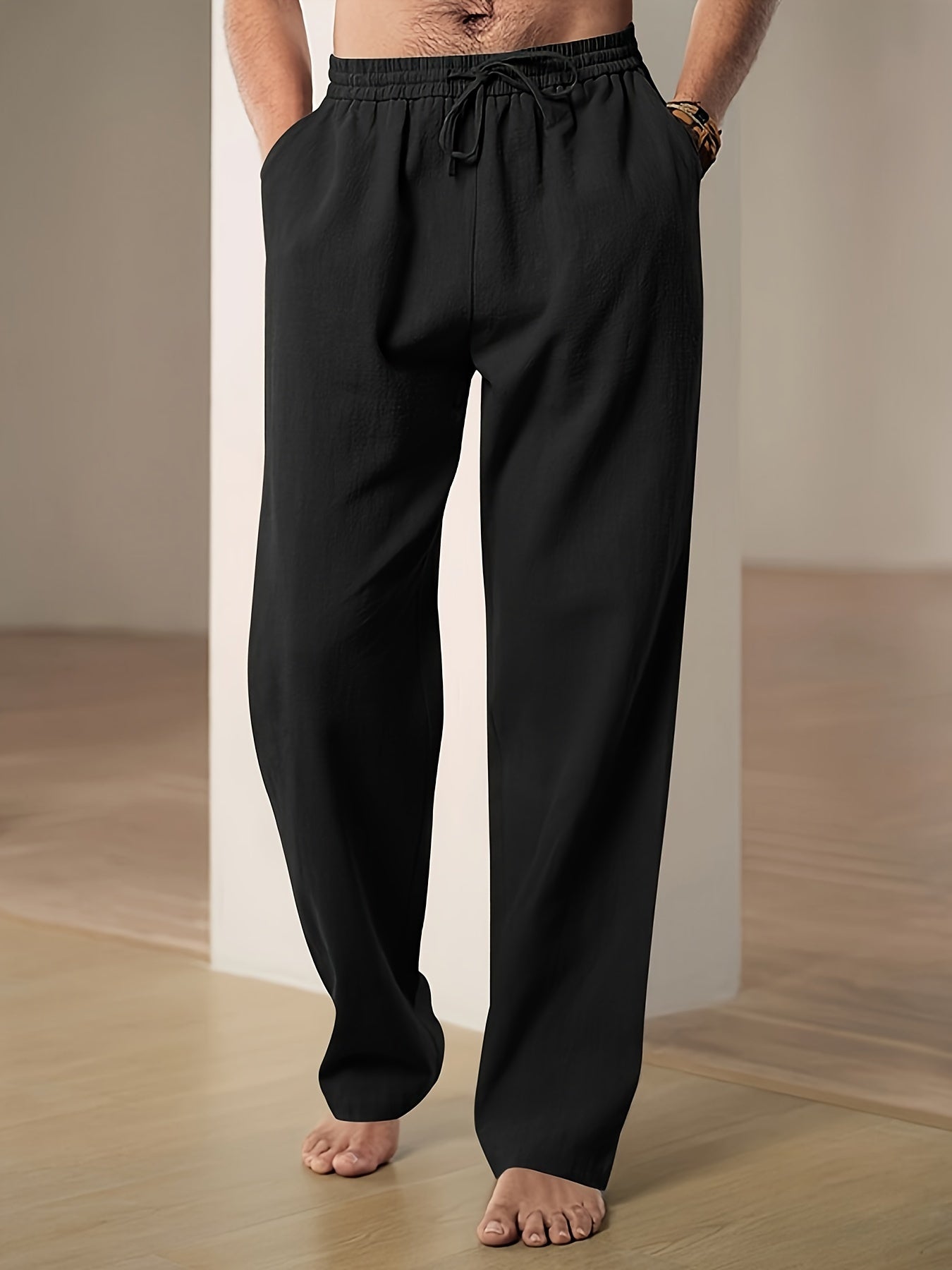 Sophisticated Men's Linen Trousers with Adjustable Waistband 3