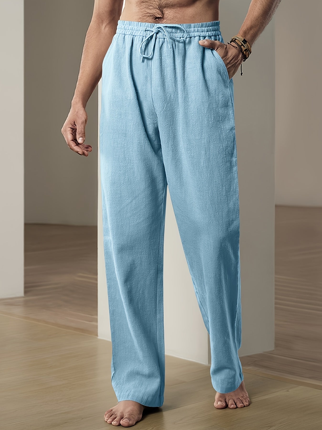 Sophisticated Men's Linen Trousers with Adjustable Waistband 4