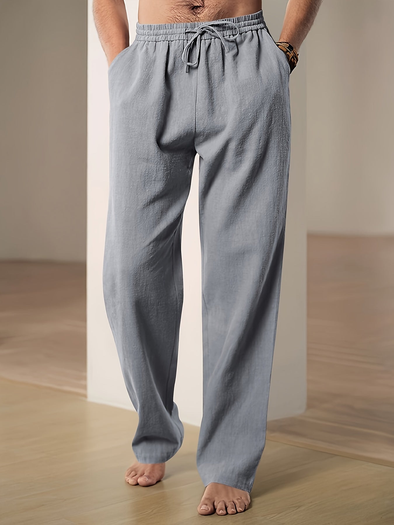 Sophisticated Men's Linen Trousers with Adjustable Waistband 5