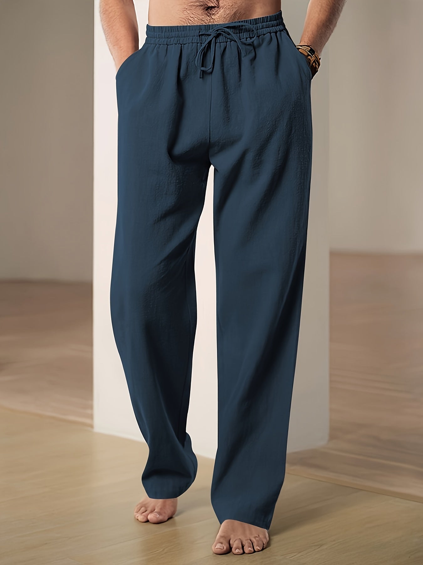 Sophisticated Men's Linen Trousers with Adjustable Waistband 6
