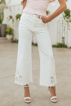 Stylish White Wide Leg Jeans for Women with Tummy Control & 0