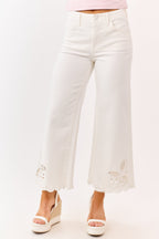 Stylish White Wide Leg Jeans for Women with Tummy Control & 2