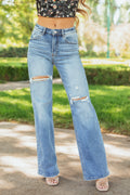 Stylish Wide Leg Jeans Women High Waisted Distressed Denim For 0