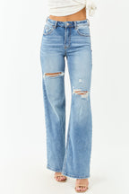 Stylish Wide Leg Jeans Women High Waisted Distressed Denim For 1