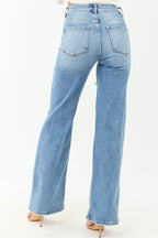 Stylish Wide Leg Jeans Women High Waisted Distressed Denim For 4