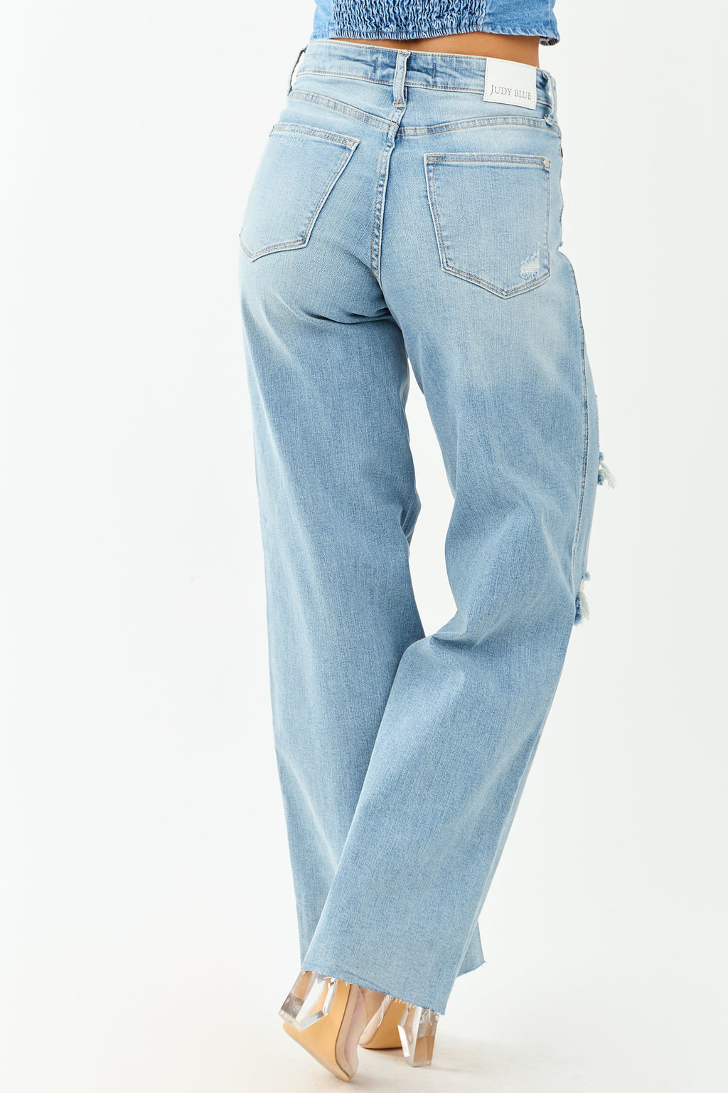 Stylish Wide Leg Jeans Women High Waisted Distressed Design With 5