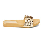 Vegan Slide Sandal | Flower Appliqué Design with Comfortable Fit | Stylish Footwear for Casual Outings 0