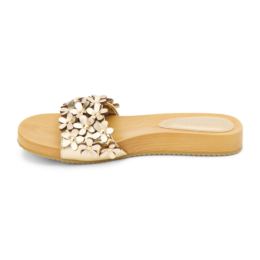 Vegan Slide Sandal | Flower Appliqué Design with Comfortable Fit | Stylish Footwear for Casual Outings 1