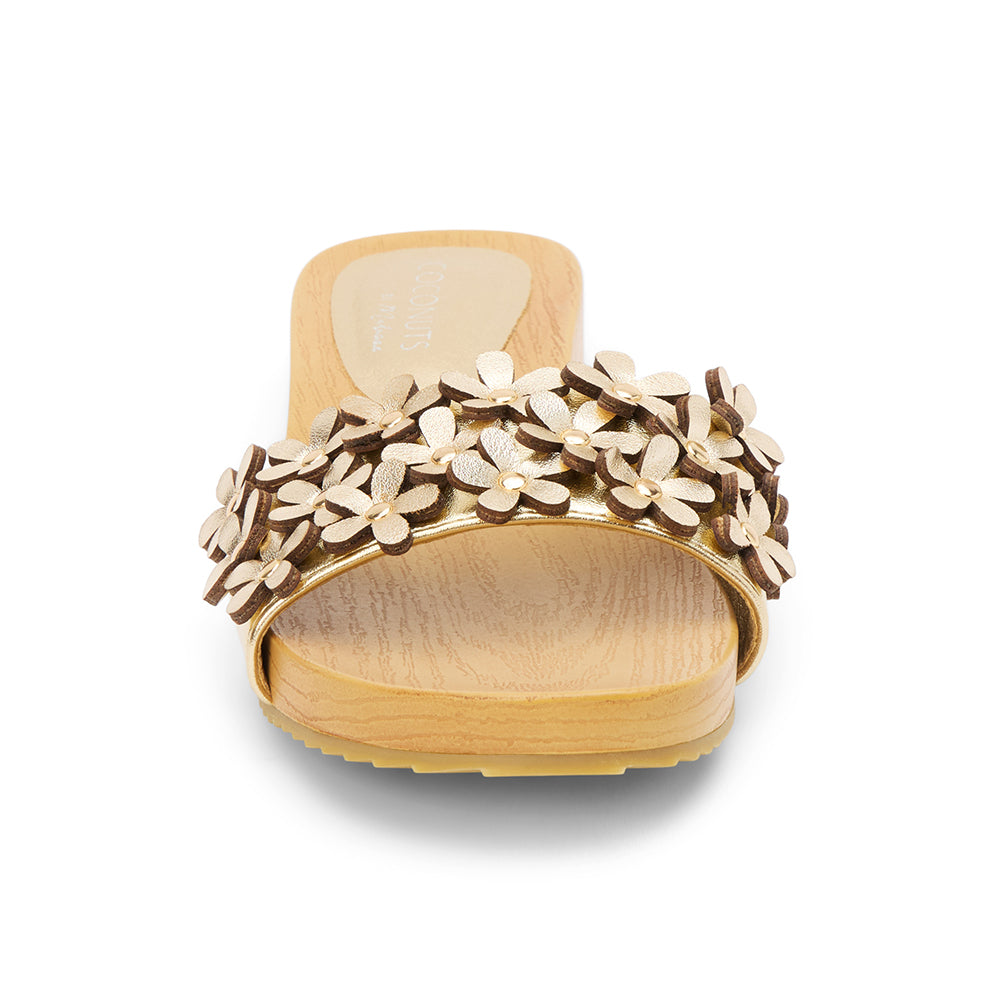Vegan Slide Sandal | Flower Appliqué Design with Comfortable Fit | Stylish Footwear for Casual Outings 3