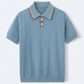 Vintage-Inspired Knit Top with Striped Placket – Breathable 0