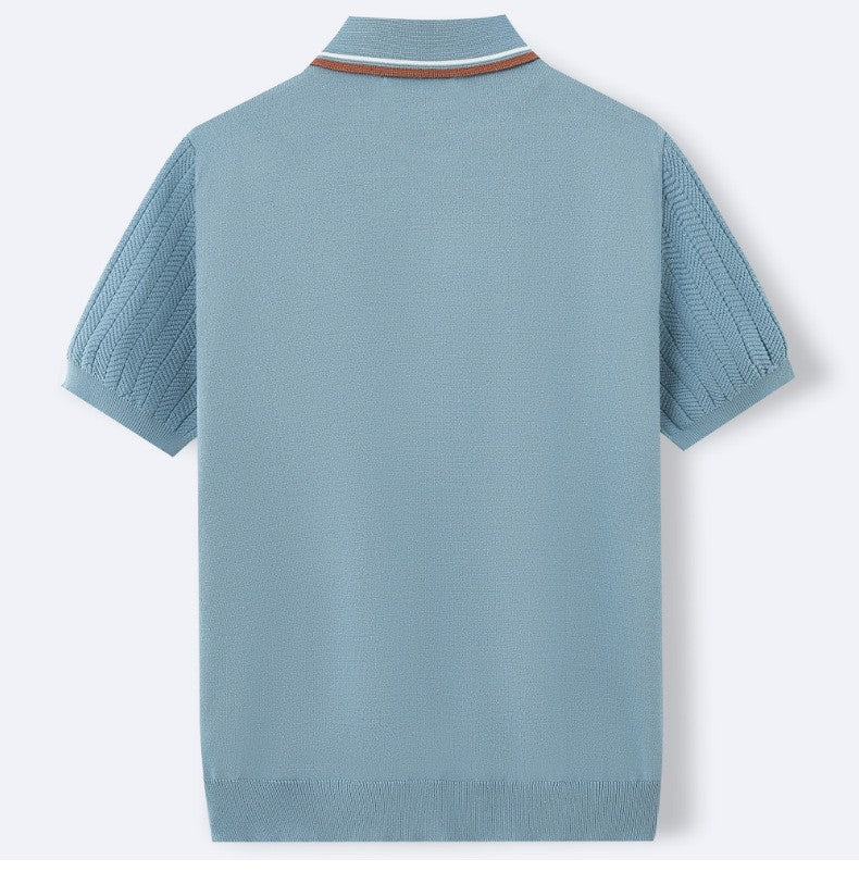Vintage-Inspired Knit Top with Striped Placket – Breathable 3