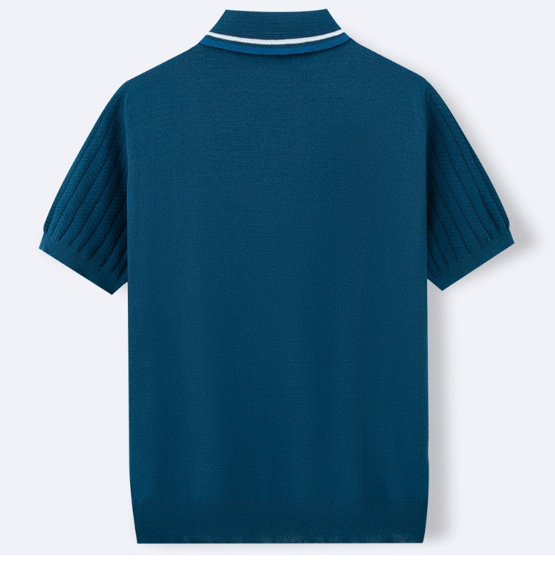 Vintage-Inspired Knit Top with Striped Placket – Breathable 7