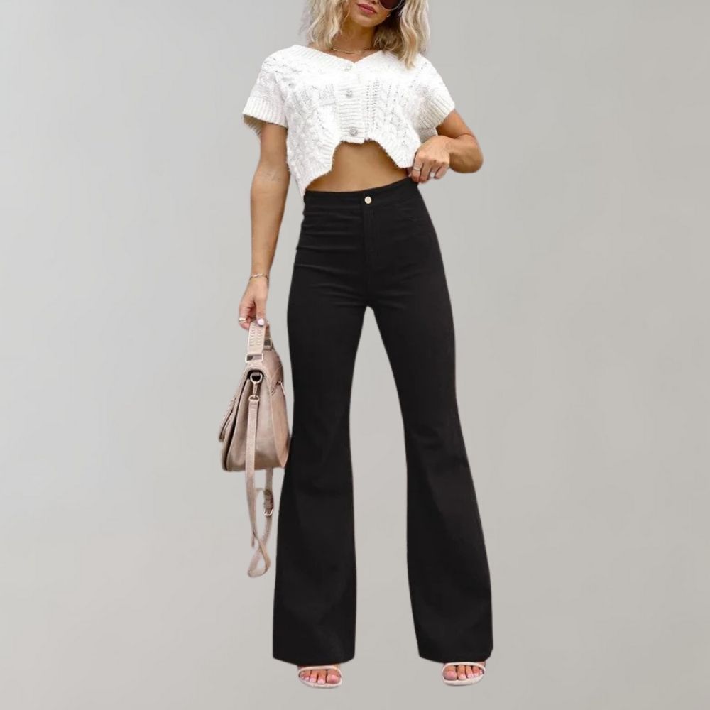 Wide Leg Black Jeans with High-Waist Design Vintage-Inspired 9