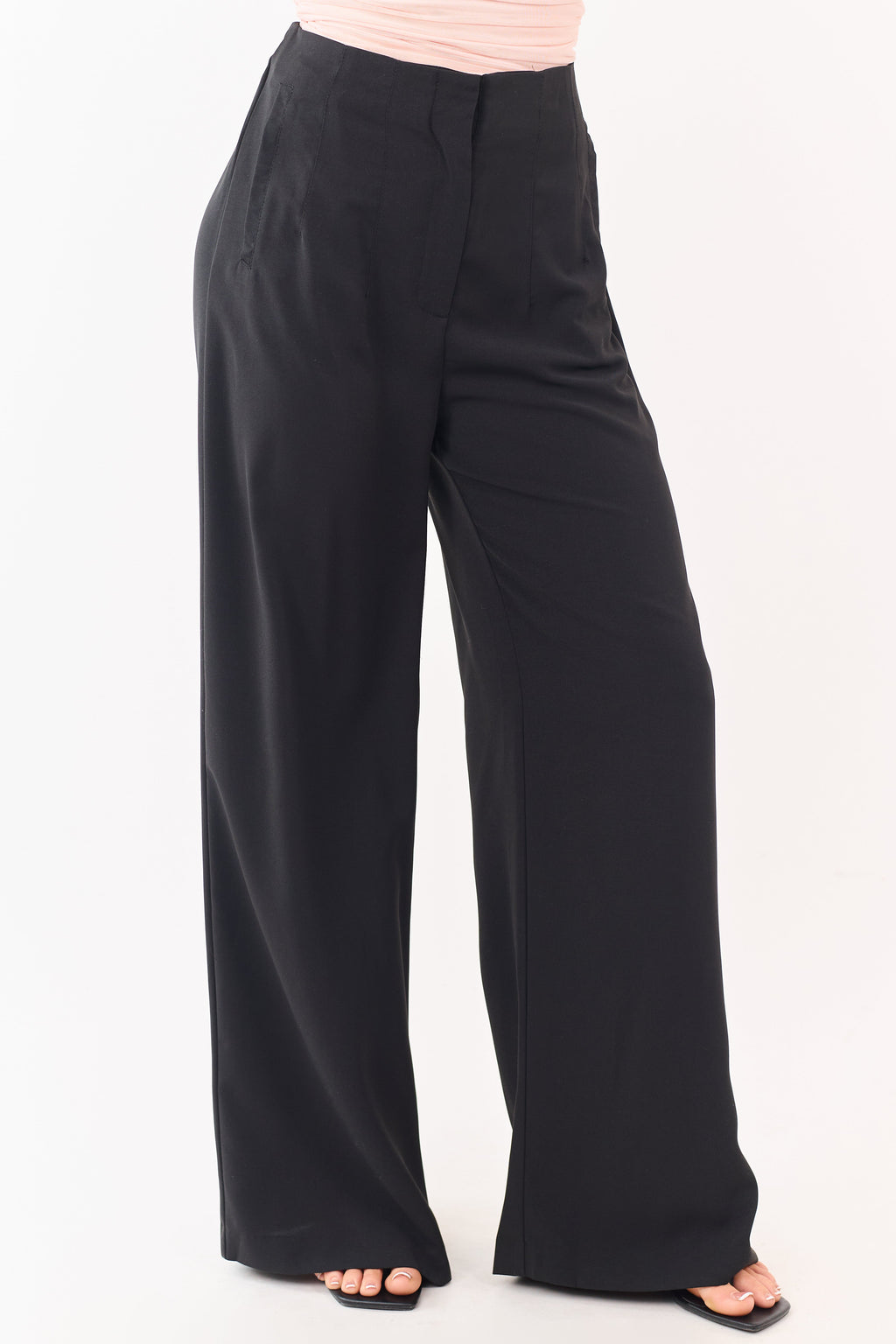 Wide Leg Pants Women with Elastic Back Waistband – Flowy Design 1