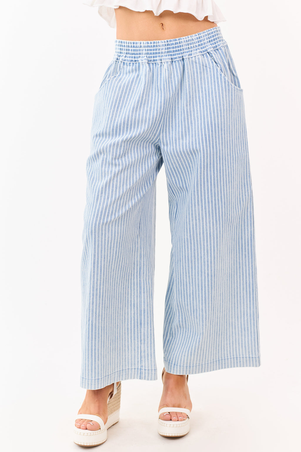 Wide Leg Pants Women with Elastic Waist & Flowy Design 1