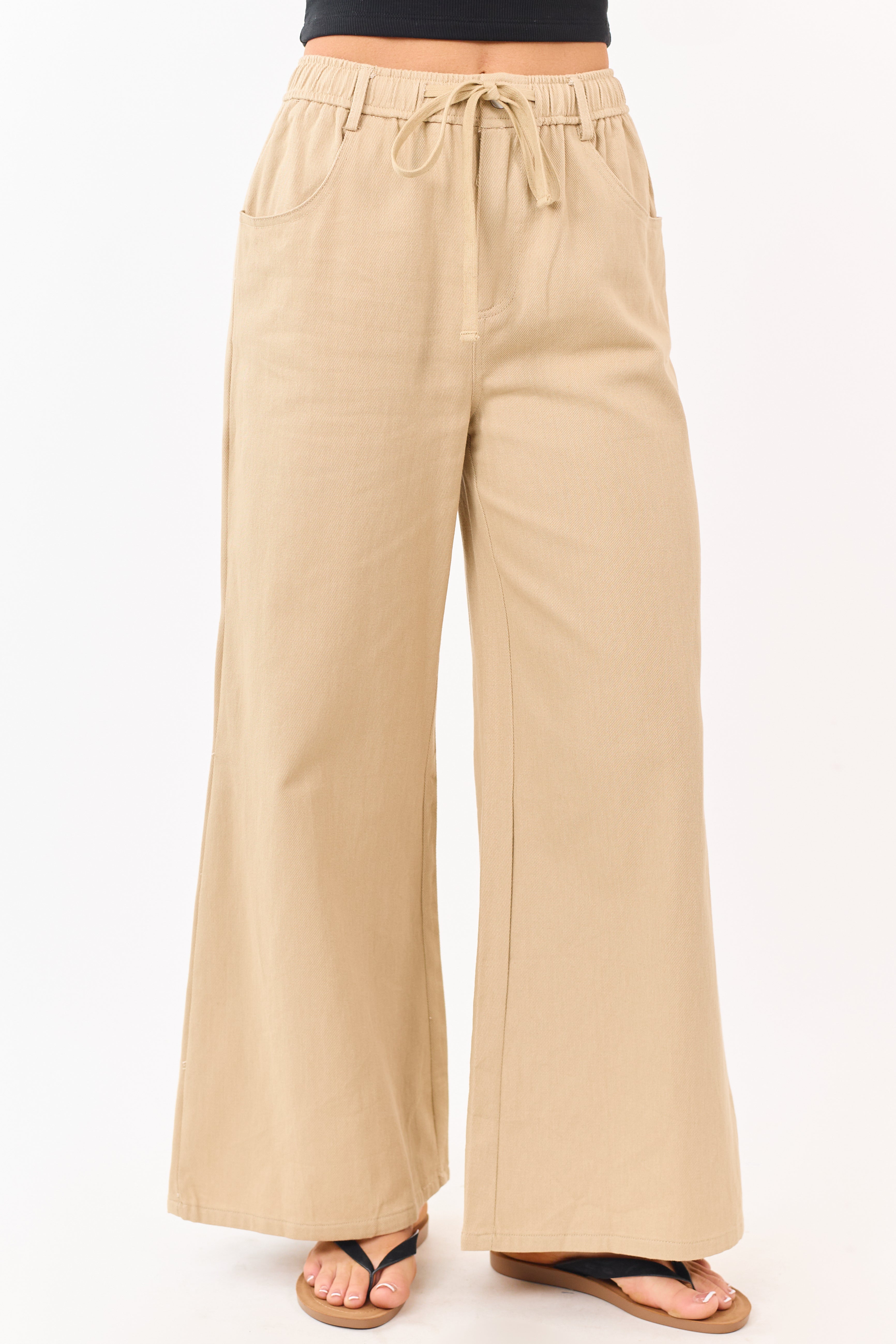 Wide Leg Pants Women with Elastic Waistband Flattering Fit 1