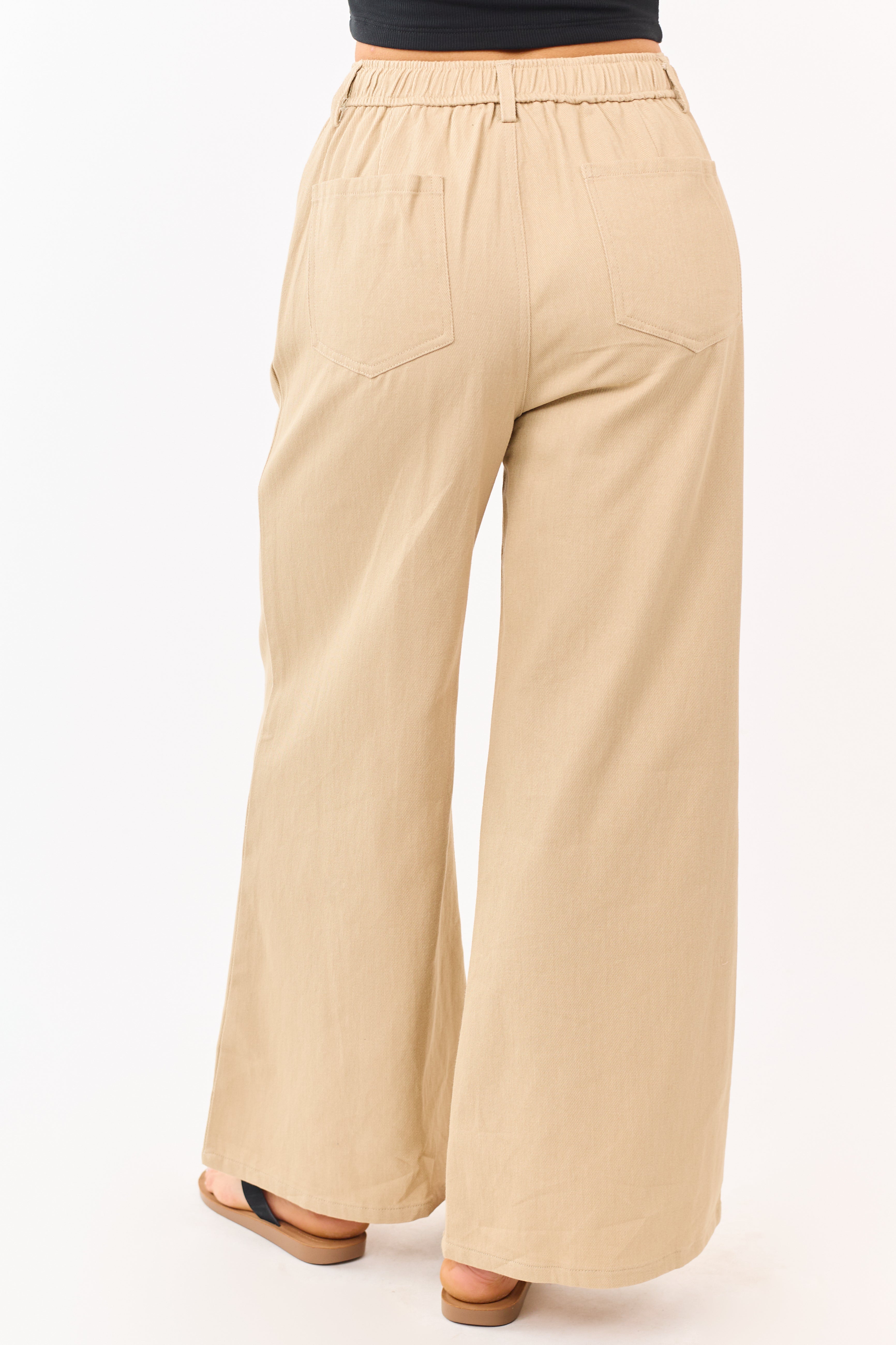 Wide Leg Pants Women with Elastic Waistband Flattering Fit 3