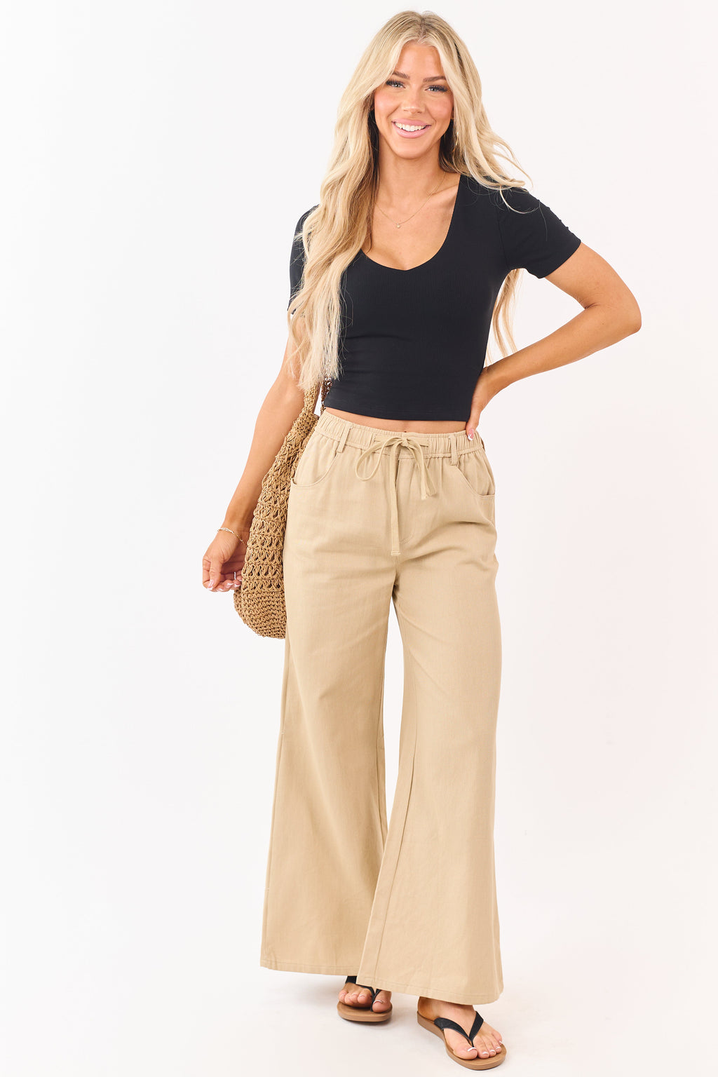 Wide Leg Pants Women with Elastic Waistband Flattering Fit 4