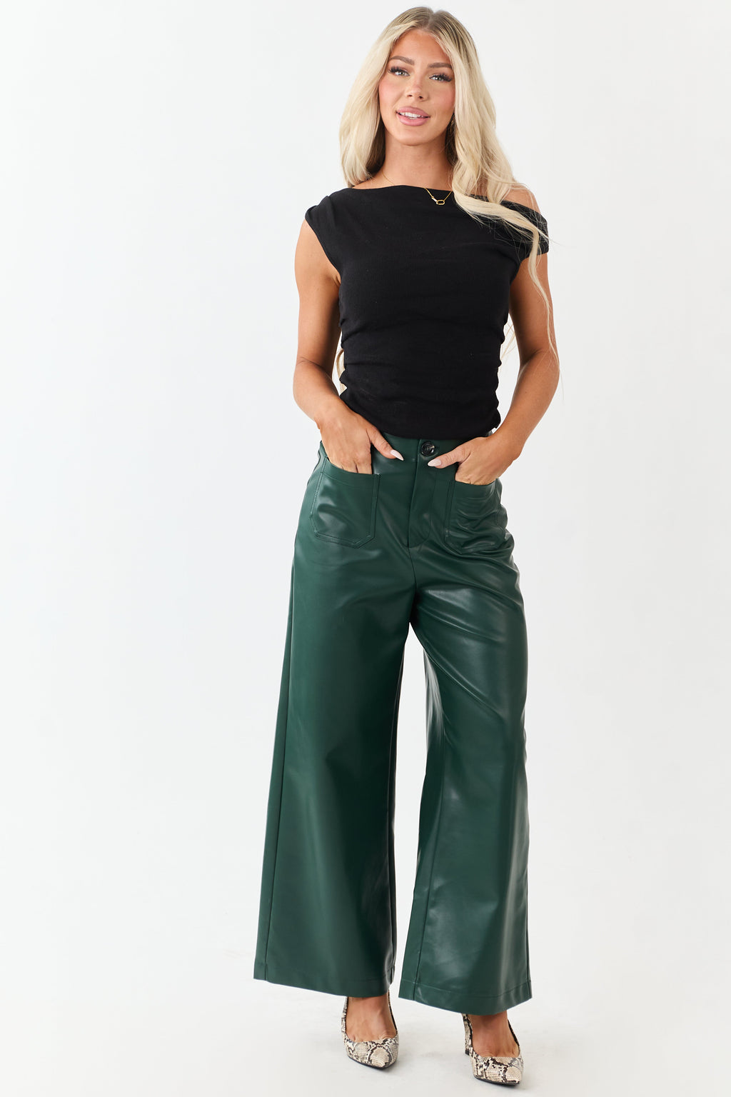 Wide Leg Pants Women with Super High Rise Fit – Stylish Faux 1