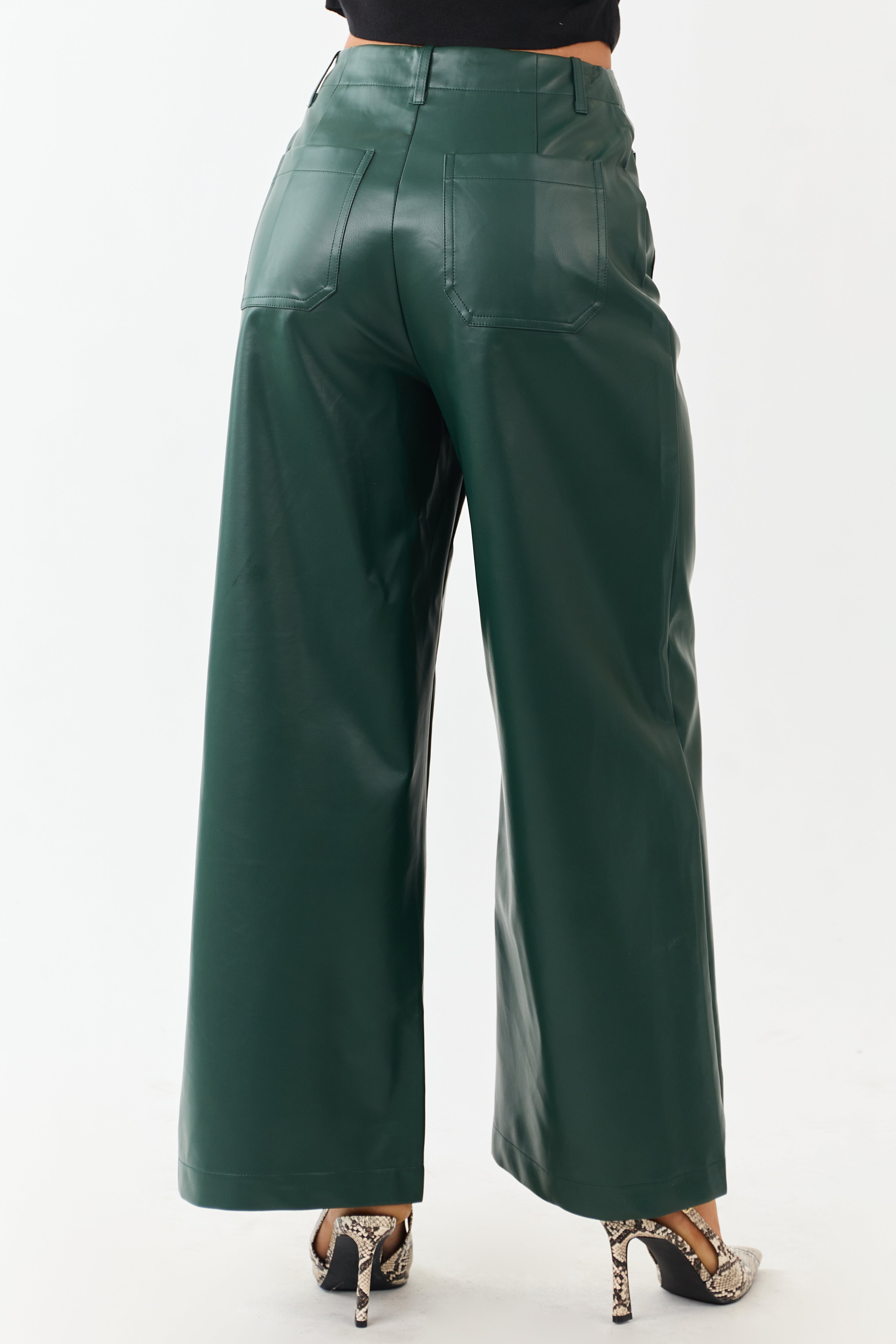Wide Leg Pants Women with Super High Rise Fit – Stylish Faux 6