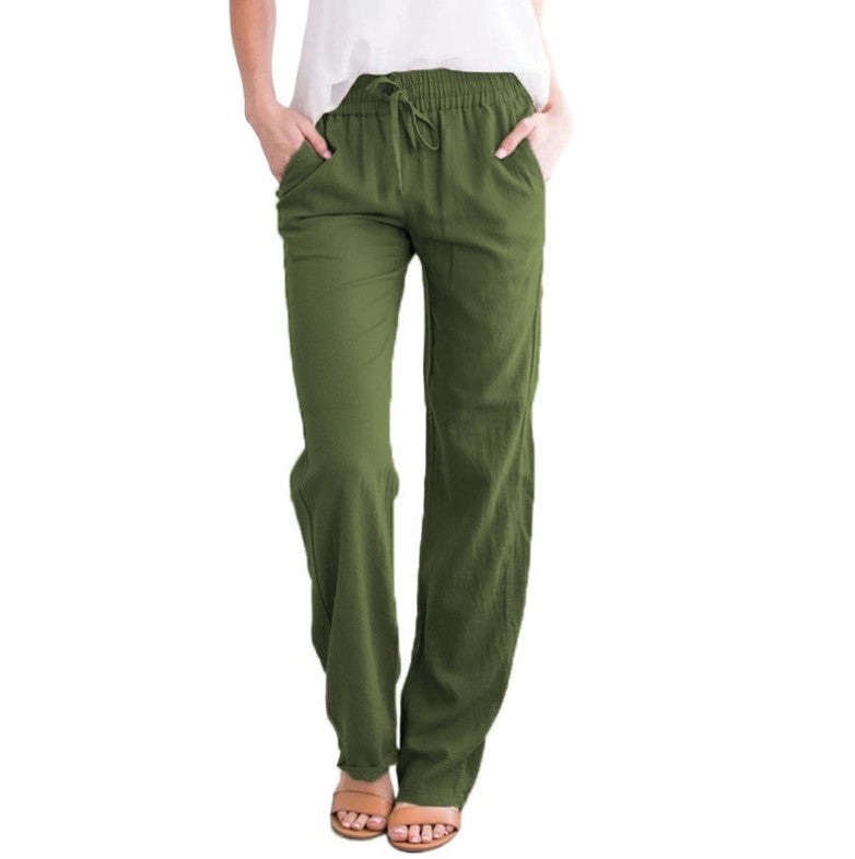 Wide Leg Trousers with Elastic Waistband 12