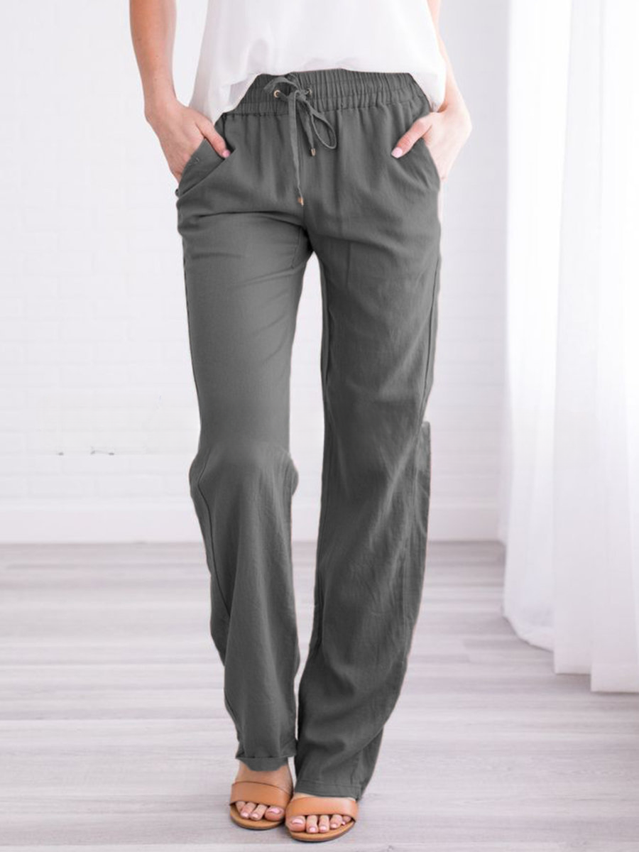 Wide Leg Trousers with Elastic Waistband 2