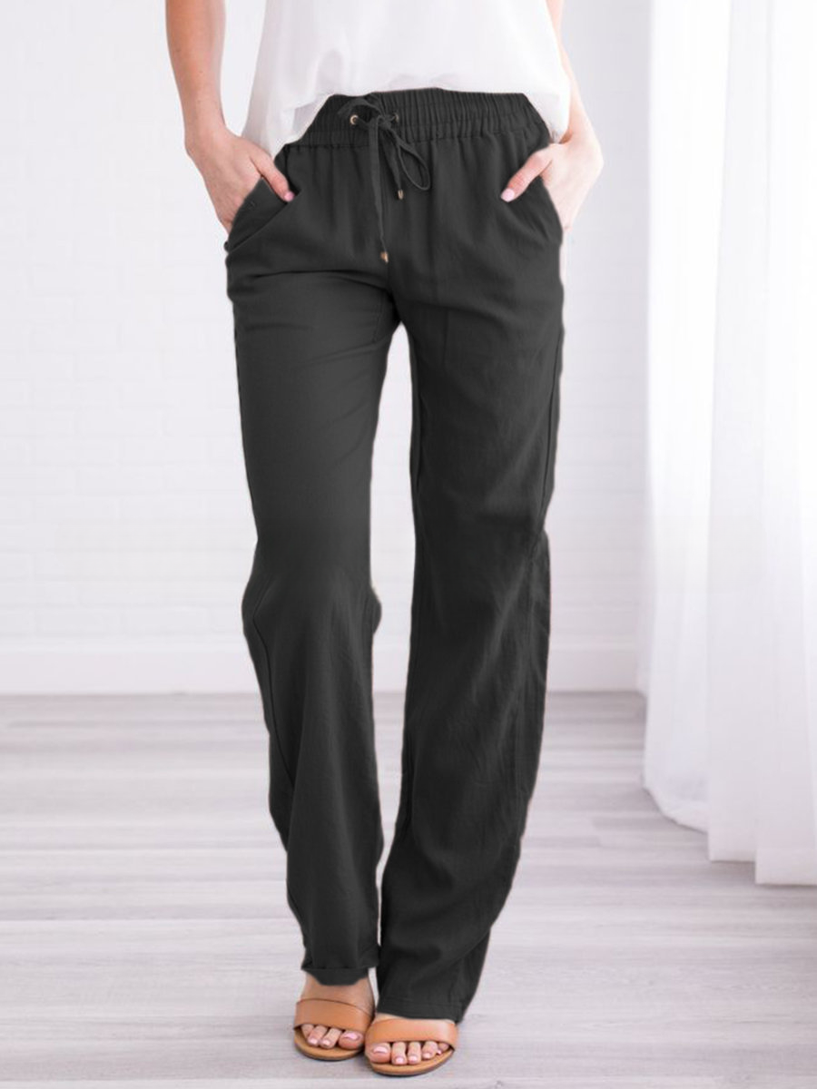 Wide Leg Trousers with Elastic Waistband 4