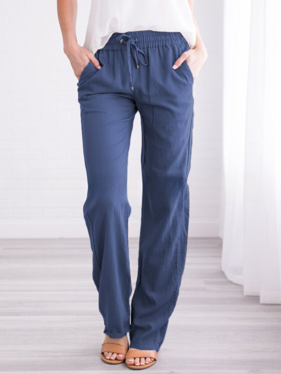 Wide Leg Trousers with Elastic Waistband 5