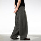 Wide Leg Trousers with Vintage Stripe Pattern – Flowy Fit 1