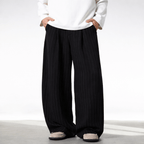Wide Leg Trousers with Vintage Stripe Pattern – Flowy Fit 8