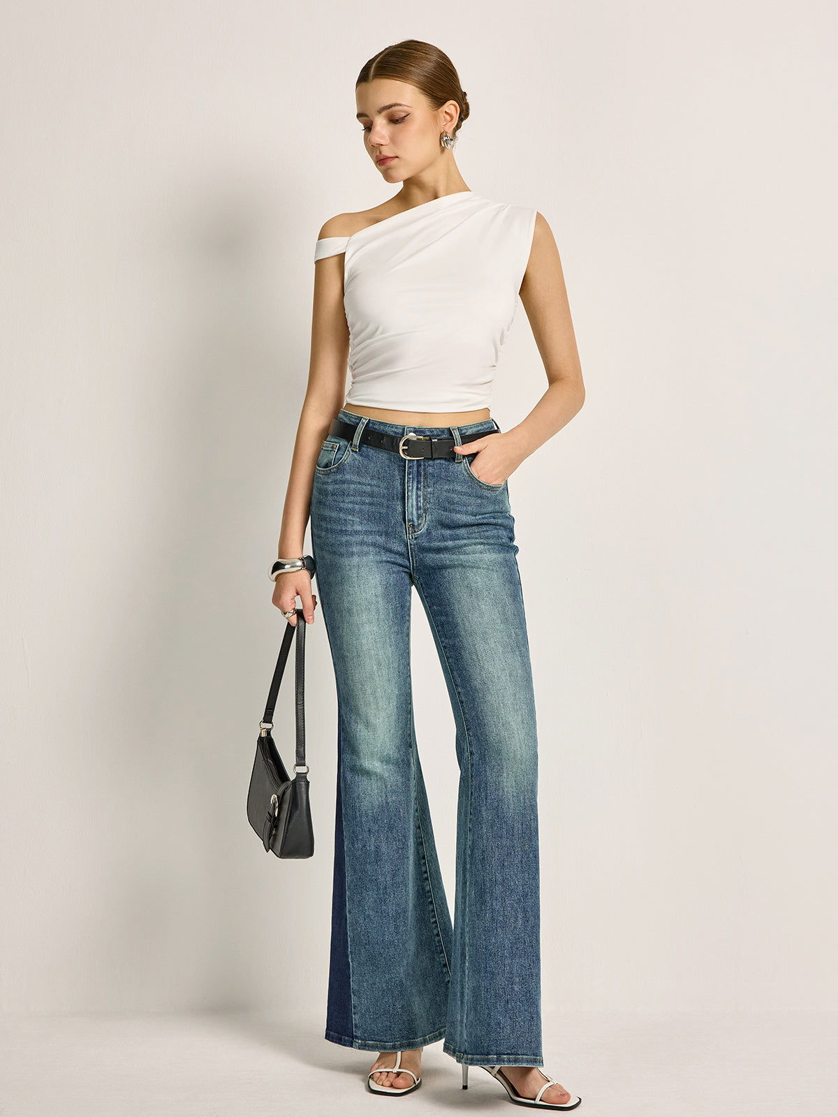 Women’s Asymmetrical Neck Jersey Top — Short Sleeve Stretch Regular Fit Casual Work Essential Blouse 2