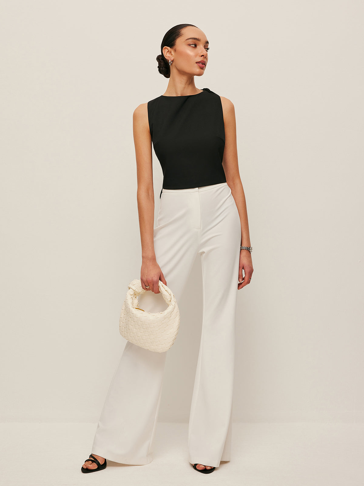 Women’s Backless Tie Neck Top — Sleeveless Woven Blouse Regular Fit Elegant Casual Work Leisure Top 2